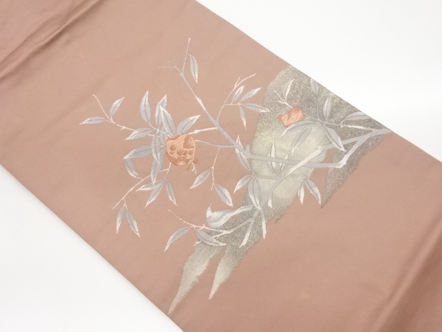 JAPANESE KIMONO / ORIGIDASHI NAGOYA OBI / GOLD-COLORED BOXWOOD PATTERN
